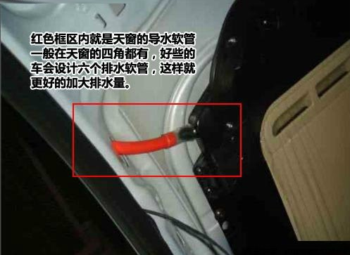 日产天籁天窗排水孔位置,天籁天窗排水结构图