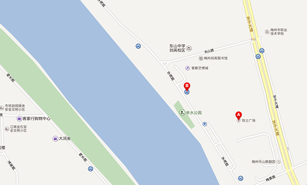 梅州院士广场交通路线指引